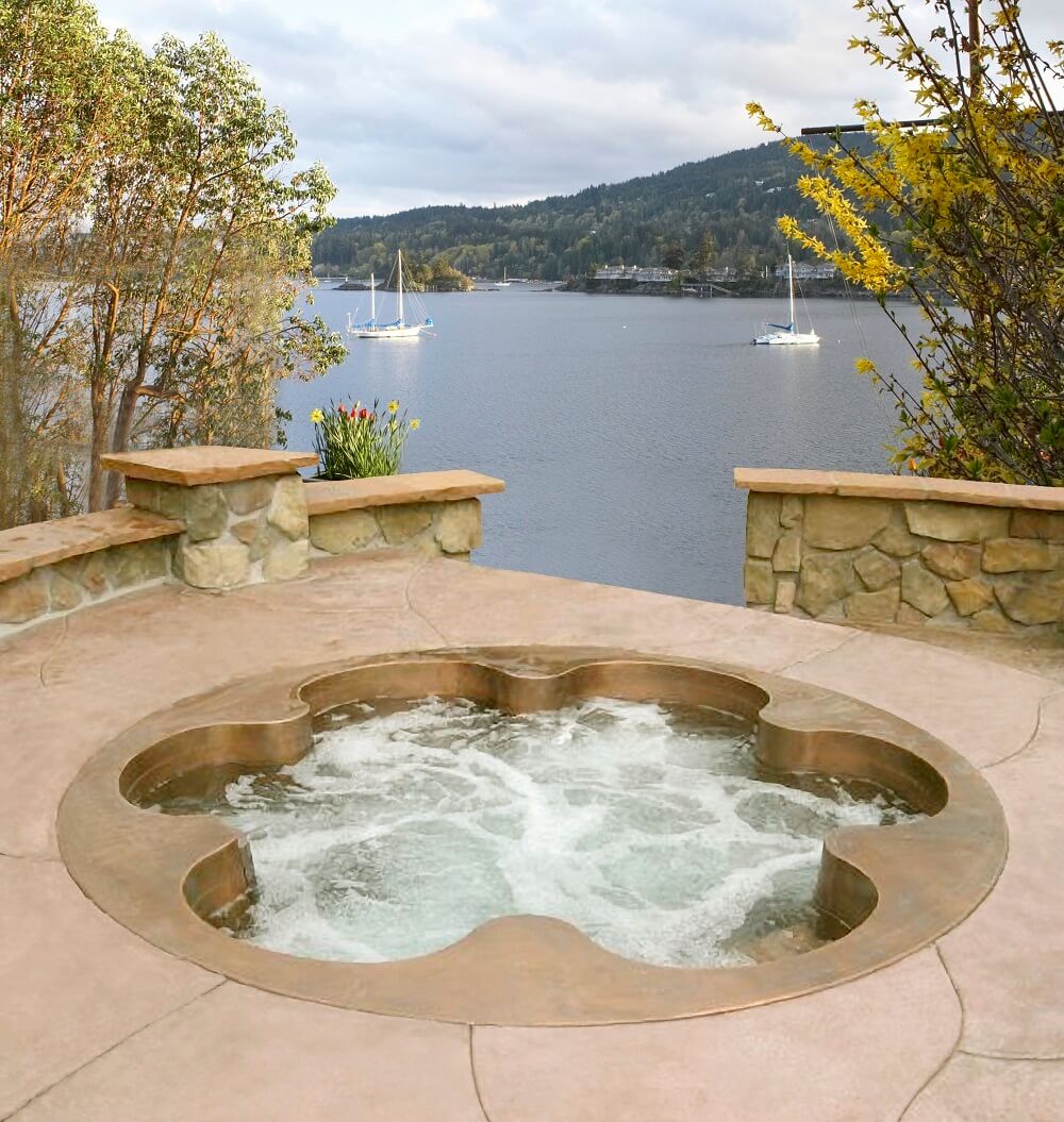 Custom Copper Flower Shaped Spa with 6 Individual Bucket Seats 84