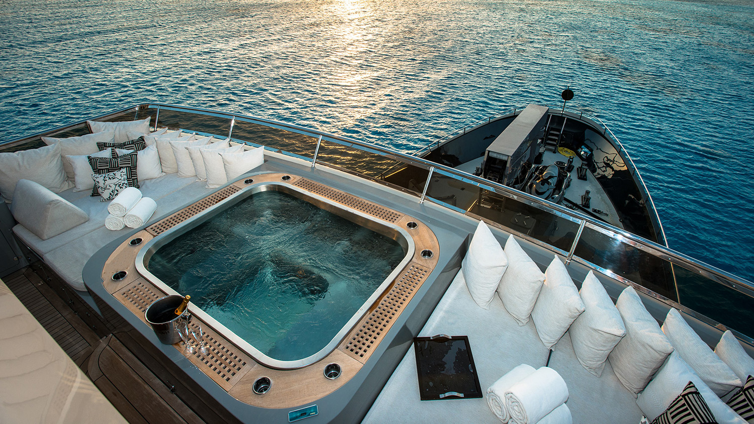 Stainless Steel Drop In Spa aboard Yacht 96