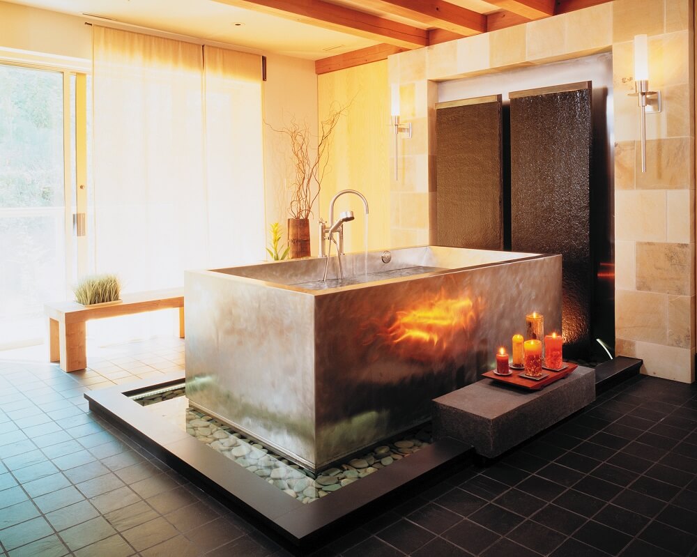  Stainless Steel Japanese Bath Designed with Two Bench Seats to Accomodate Two Bathers   42