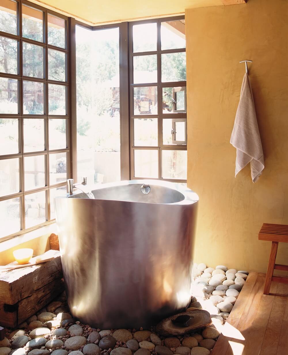 Stainless Steel Circular Japanese Soaking Bath 42” round x 35”