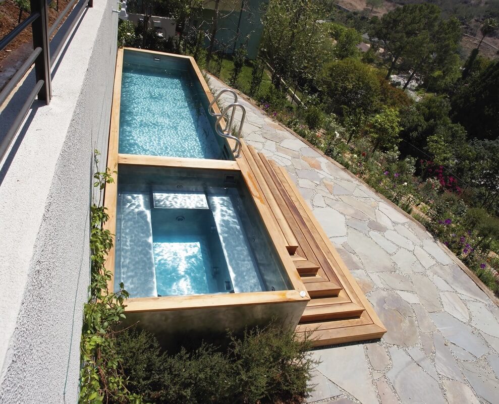 Stainless Steel Hydro exercise Swimming Pool Connected to a Stainless Steel Spa