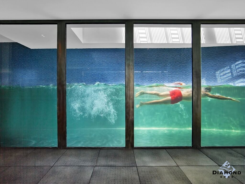 Stainless Steel Glass Pool with Swimmer