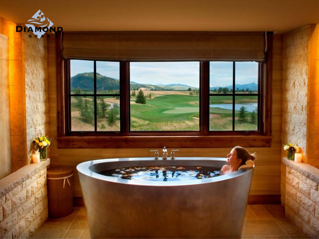 Girl Soaking in Custom Stainless Steel Tub