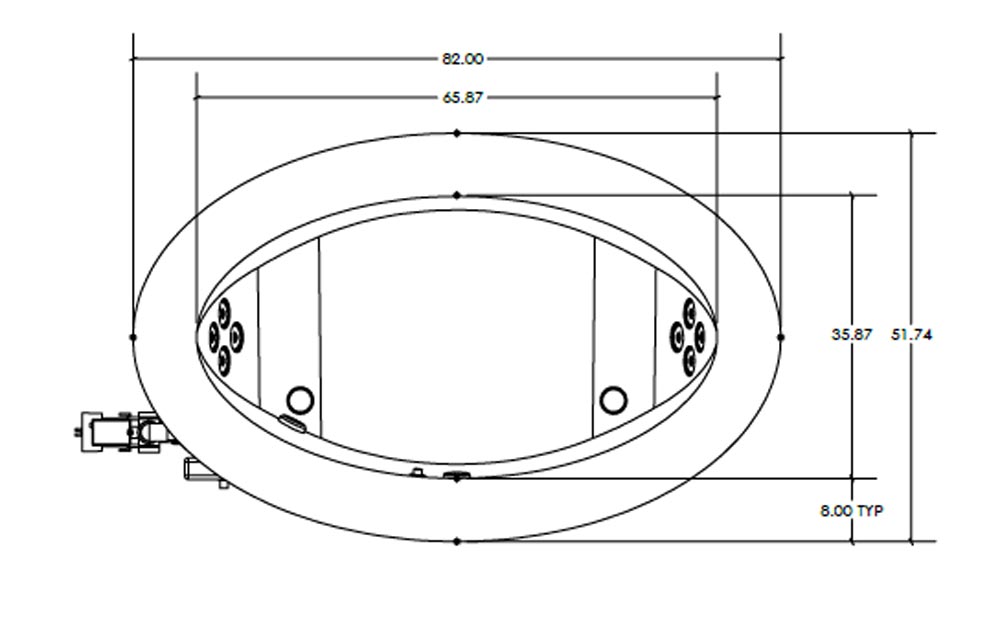 Stainless Steel Elliptical Bath with Jet System