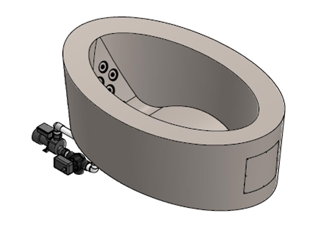 Stainless Steel Elliptical Bath with Jet System