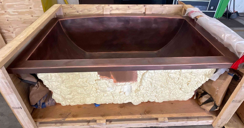 Partially Skirted Copper Bath for sale