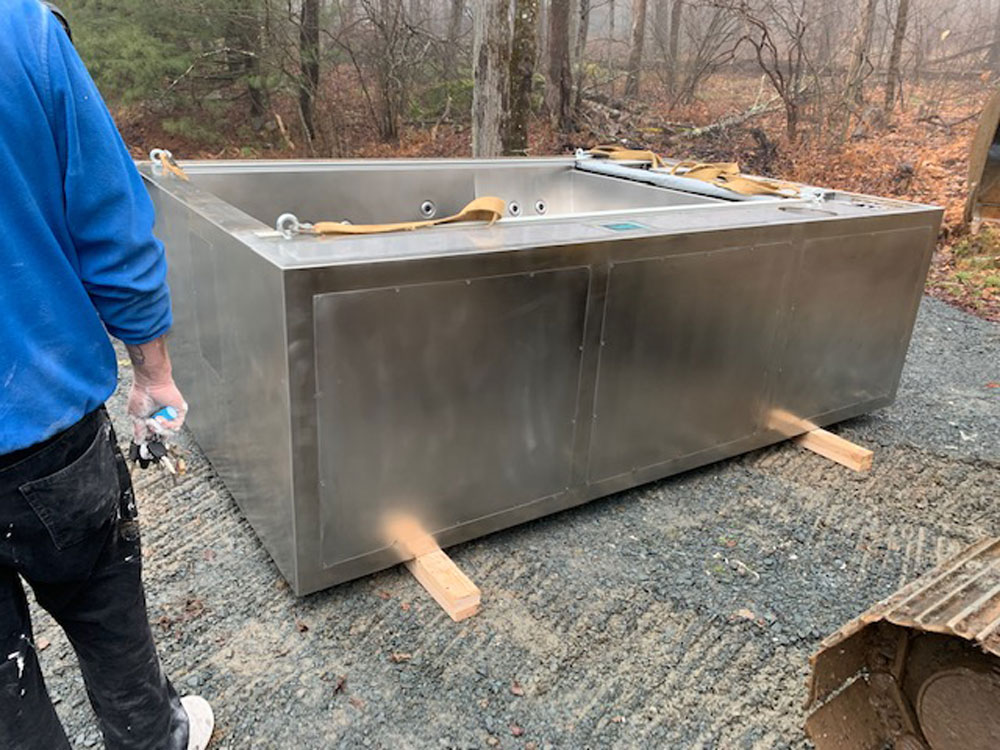 Stainless Skirted Hydrospa with Grey Auto Cover