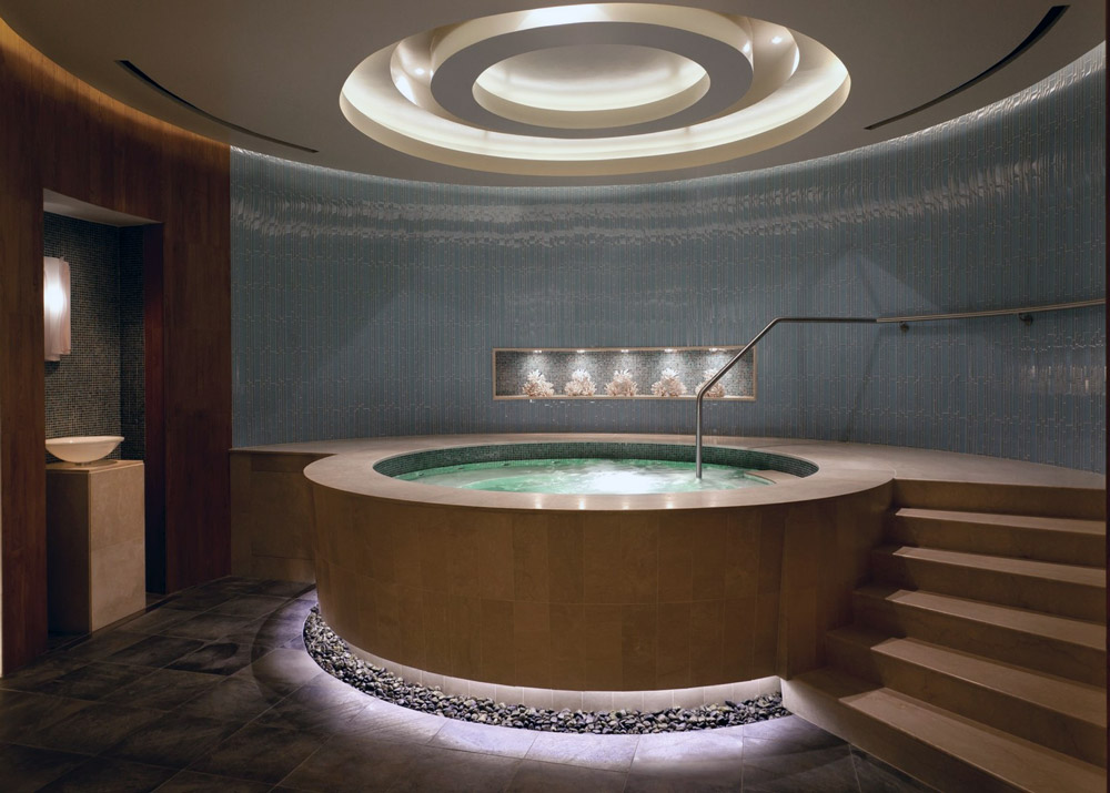 Four Seasons Resort and Day Spa, Denver, CO.  Tiled stainless steel spa 96”round x 42”